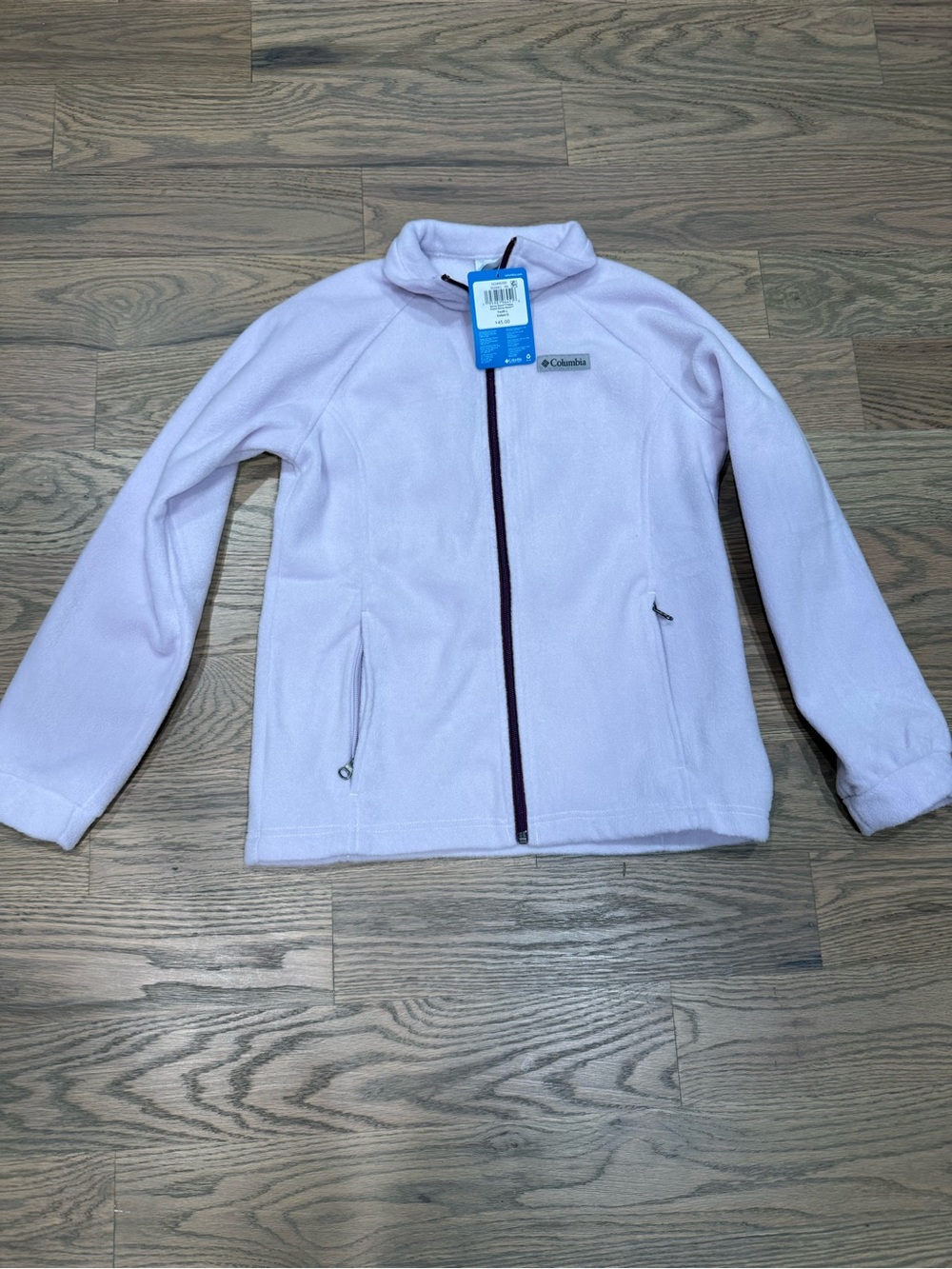 Columbia Light Purple (lavender )Full-Zip Kids Fleece Jacket with Dark Zipper